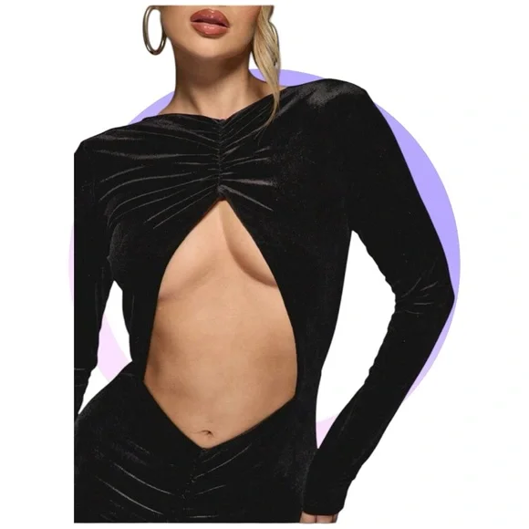 ❤️ NWT Elegant Black Cut-Out Maxi Dress ❤️ - Picture 3 of 11